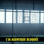 Une illustration futuriste montrant un robot ou une intelligence artificielle confrontée à un défi numérique symbolisé par un CAPTCHA, avec des lignes de code en arrière-plan.