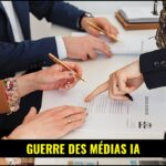 Une illustration symbolisant la justice et la technologie, avec un symbole de droit d'auteur et une puce électronique au premier plan.