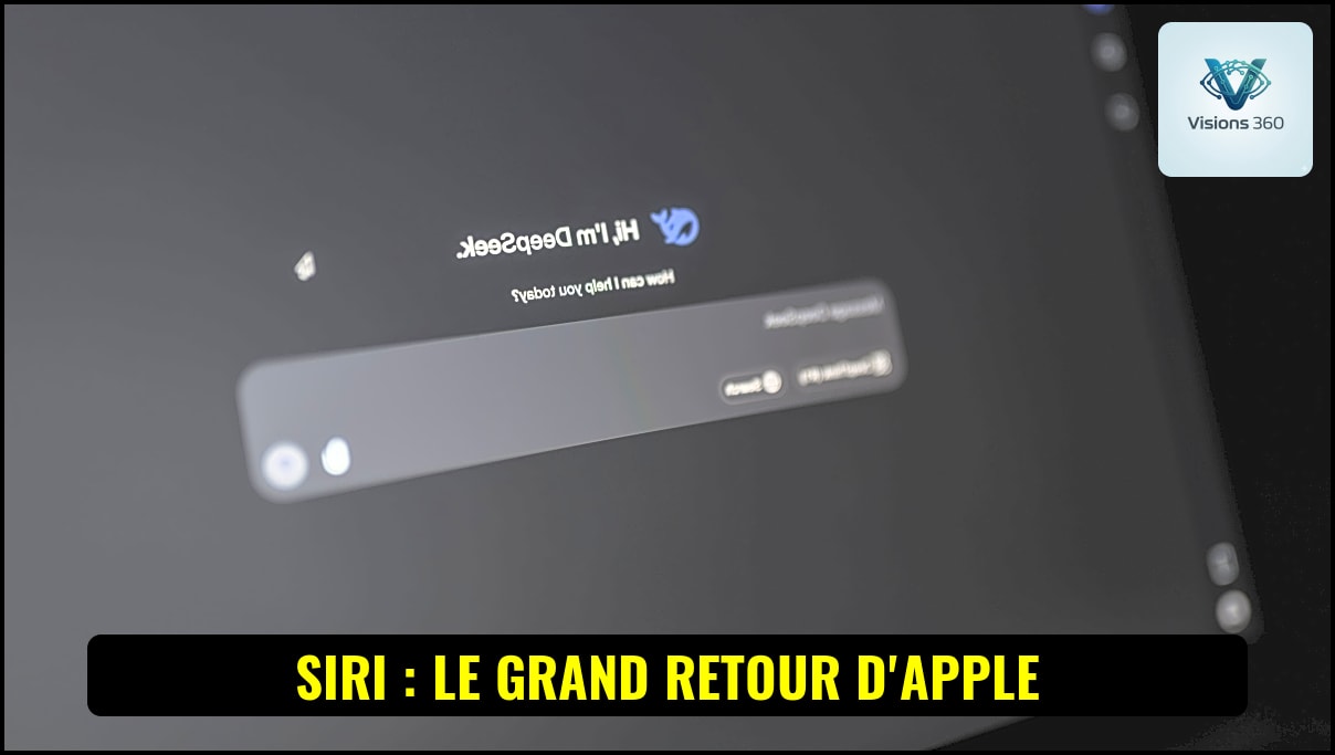 Interface d'un smartphone moderne affichant une application d'assistant vocal basée sur l'intelligence artificielle, symbolisant la renaissance de Siri avec iOS 27.