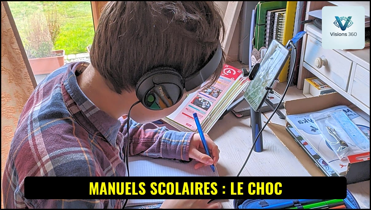 Un étudiant utilise une tablette pour faire défiler un contenu éducatif interactif ressemblant à un flux de médias sociaux, avec des éléments visuels et textuels dynamiques.