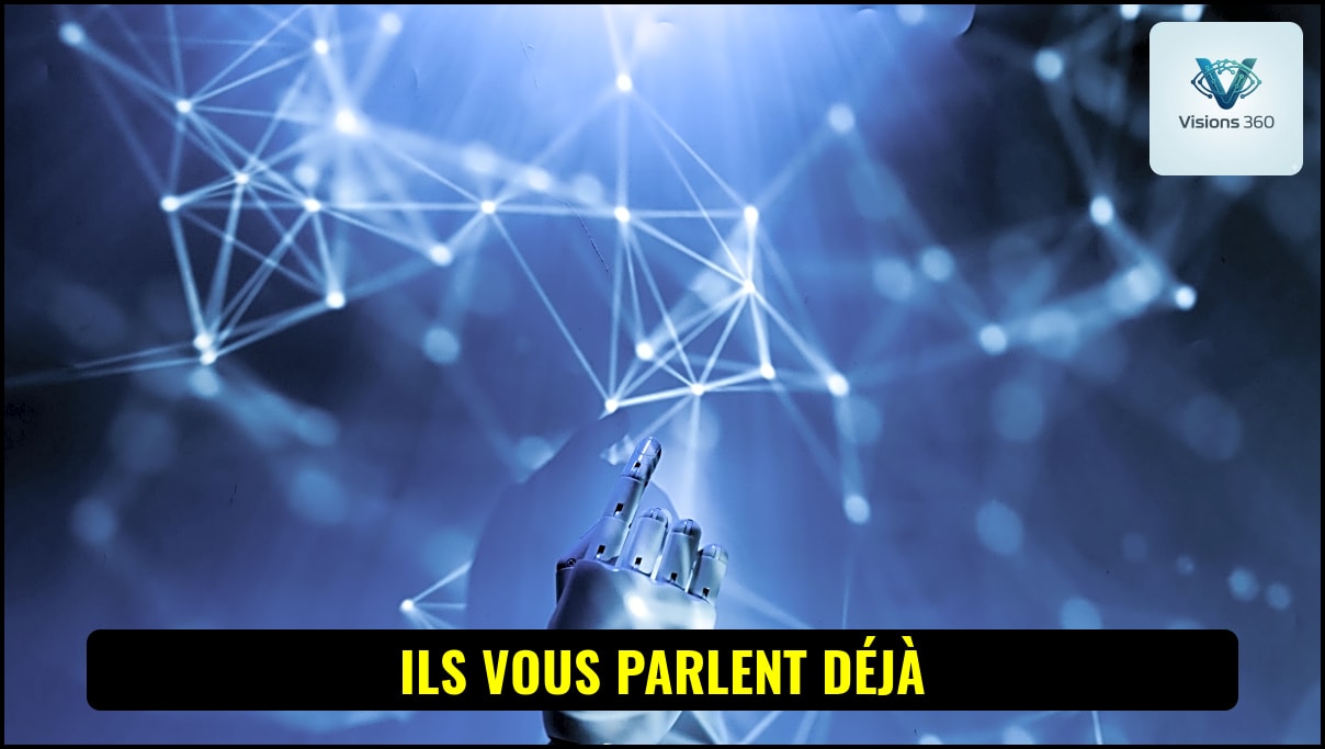 Un avatar numérique hyperréaliste de journaliste conversant avec un utilisateur, symbolisant l'interaction homme-IA.