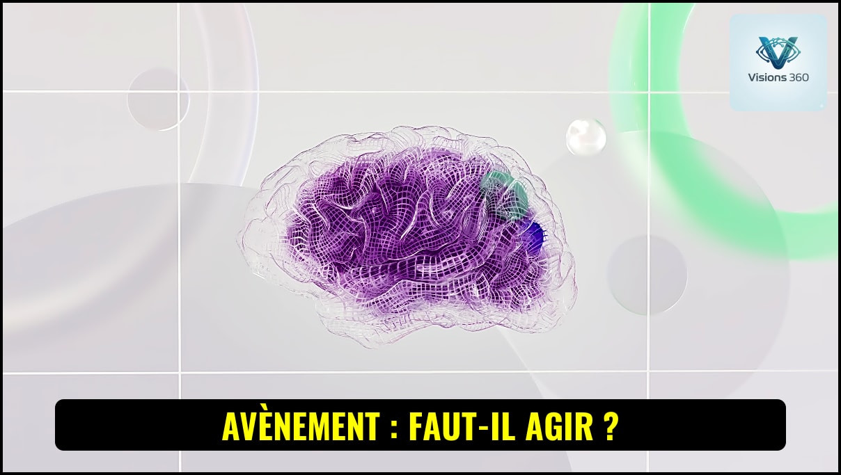 Illustration d'un cerveau humain connecté à un réseau neuronal d'intelligence artificielle, symbolisant la superintelligence.