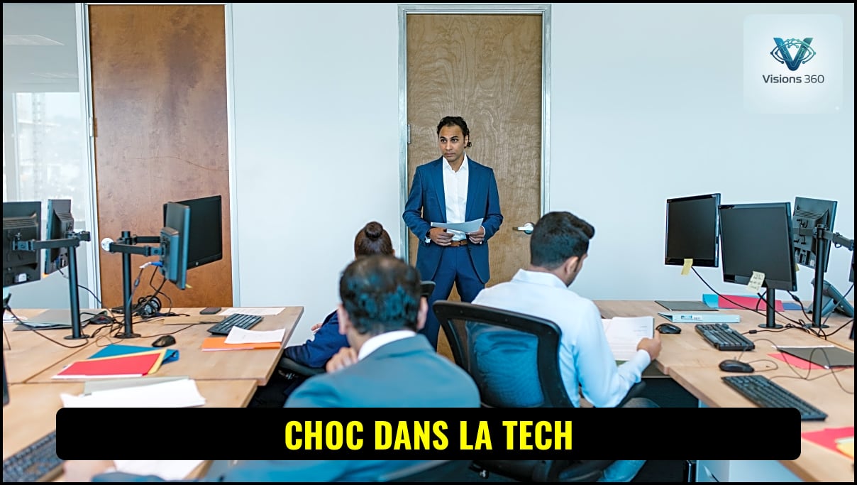 Un manager perplexe face à des rapports générés par une intelligence artificielle au bureau